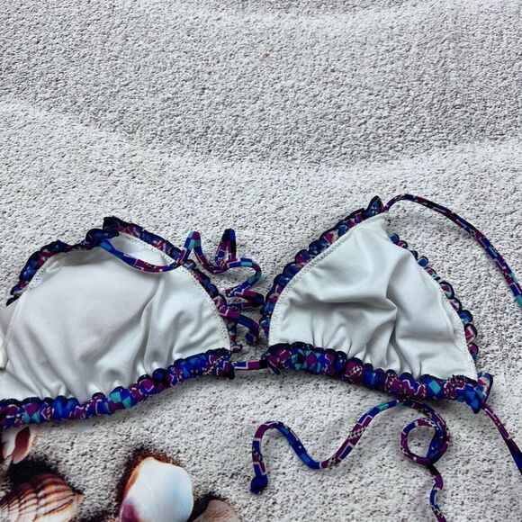 Billabong Geometric Print Bikini Top Blue Purple Size M - Picture 4 of 6
